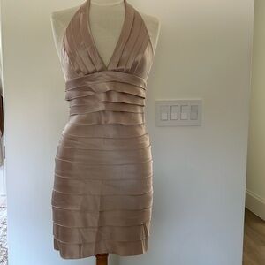 BCBGMaxAzria mini champagne tiered dress